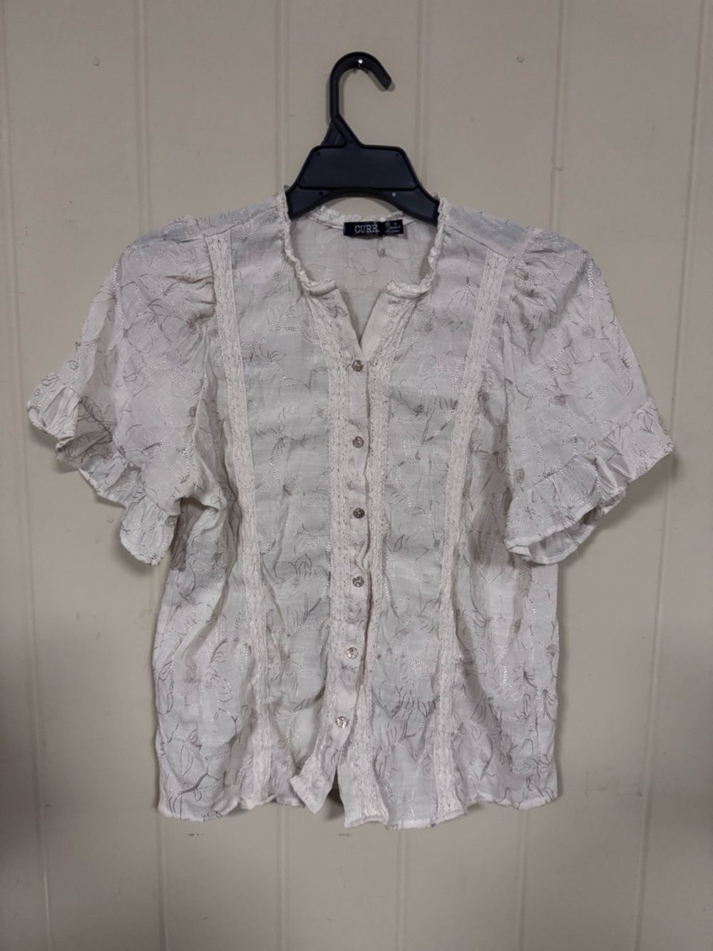 Cottagecore blouse with ruffles and embroidery